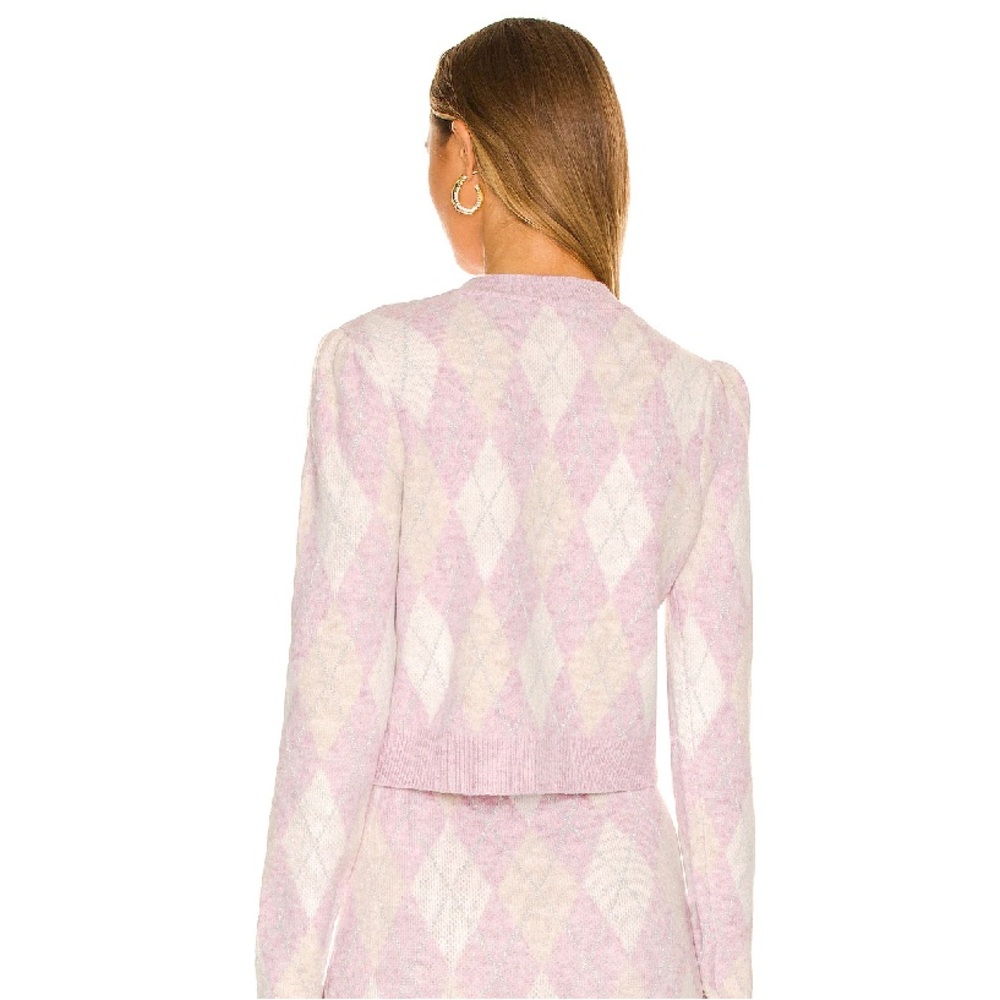 Lovers & Friends CASEY LUREX ARGYLE SWEATER sz S#H2 - Picture 2 of 6